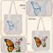 Embroidery Kit Canvas Tote Bag for Beginners,Cross Stitch Kits for Adults,DIY Needlepoint with Butterfly Floral Pattern,Women Shopping Reusable Grocery Bags